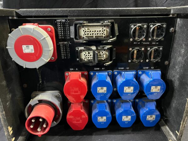 Power box  63 amp in/out  4x 230 2x 32amp 2x harting 6x 3polig bl