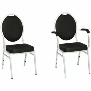 Restaurant stoel opstabelbaar zwart met leuning